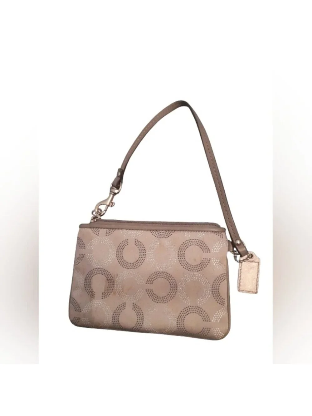 Coach Silver and Gray Signature C Y2K Wristlet